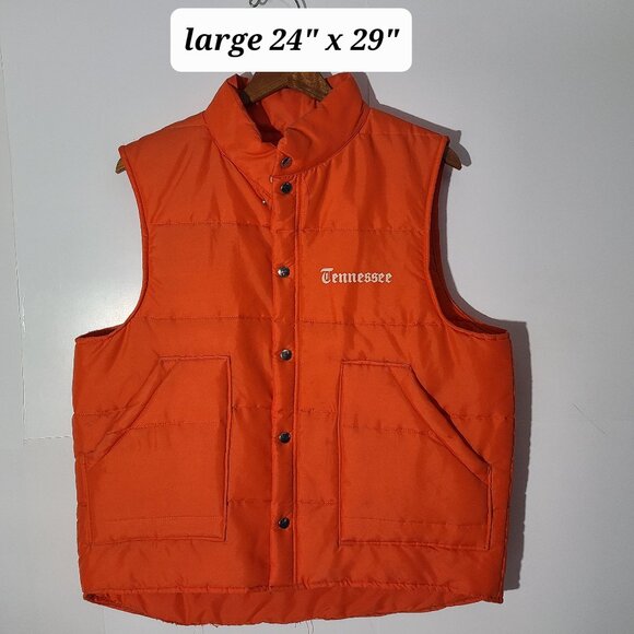 Vintage 80s Weather Wise Orange Tennessee Large Button Vest Made In USA - Picture 1 of 4